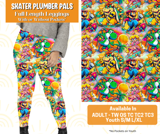 Preorder! Closes 5/16. ETA July. Skater Plumber Pals Full Length Leggings w/wo Pockets