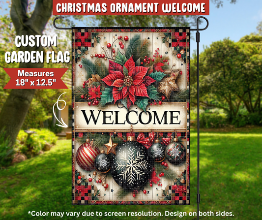 Preorder! Closes 9/22. ETA Dec. Christmas Ornament Welcome Garden Flag