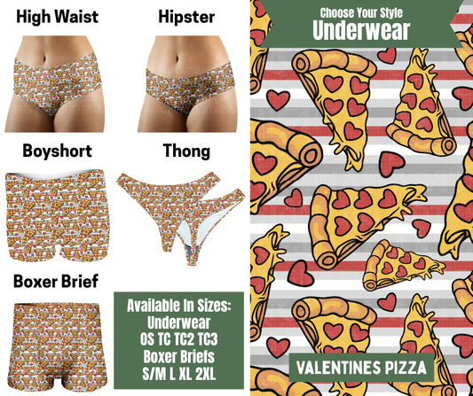 Preorder! Closes 11/24. ETA Jan. Valentine's Pizza Hipster, High Waist, Boyshort, & Thong Underwear & Boxer Briefs