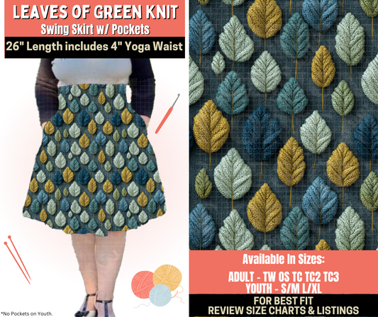Preorder! Closes 10/1. ETA Dec. Leaves Of Green Knit Swing Skirt