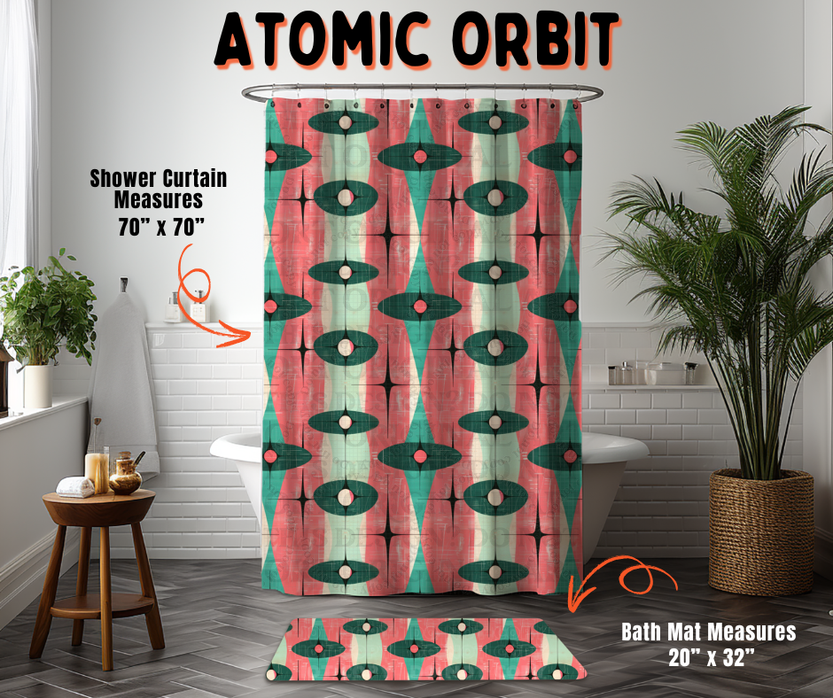 Preorder! Closes 6/10. ETA Sept. Atomic Orbit Custom Shower Curtain and/or Bath Mat