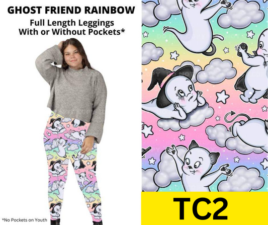 Ghost Friend Rainbow Full Length Leggings w/ Pockets