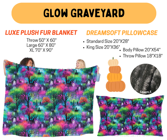 Preorder! Closes 7/8. ETA Oct. Glow Graveyard Luxe Plush Fur Blanket and/or DreamSoft Pillowcase