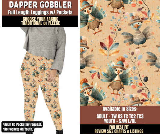 Preorder! Closes 7/27. ETA Oct. Dapper Gobbler Leggings Choose Fleece or Traditional