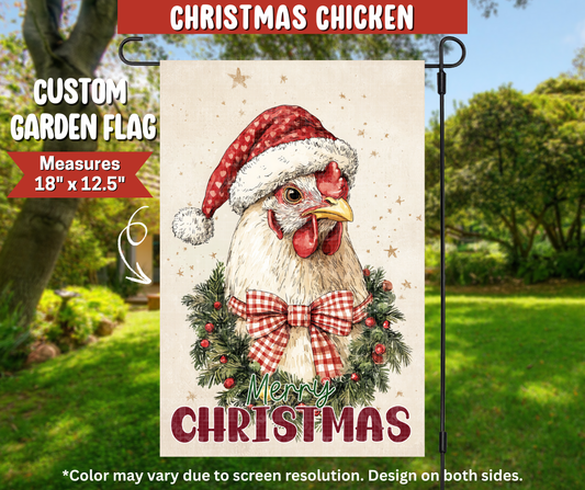 Preorder! Closes 9/22. ETA Dec. Christmas Chicken Garden Flag
