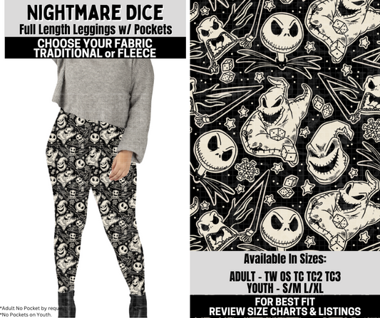 Preorder! Closes 10/6. ETA Dec. Nightmare Dice Leggings Choose Fleece or Traditional