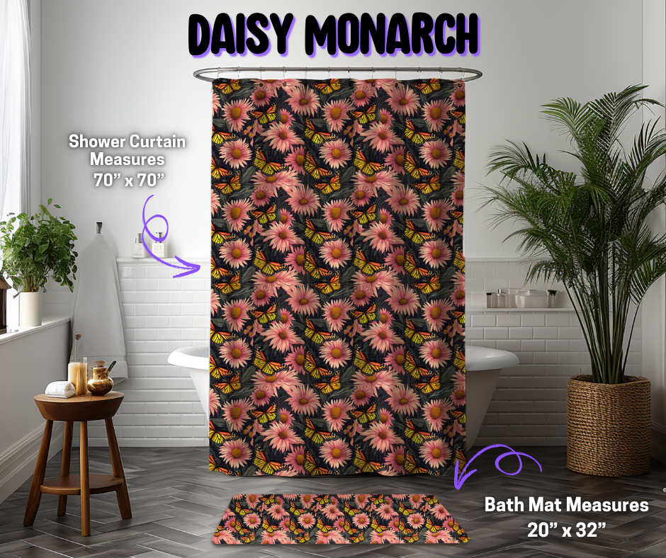 Preorder! Closes 12/8. ETA March. Daisy Monarch Custom Shower Curtain and/or Bath Mat