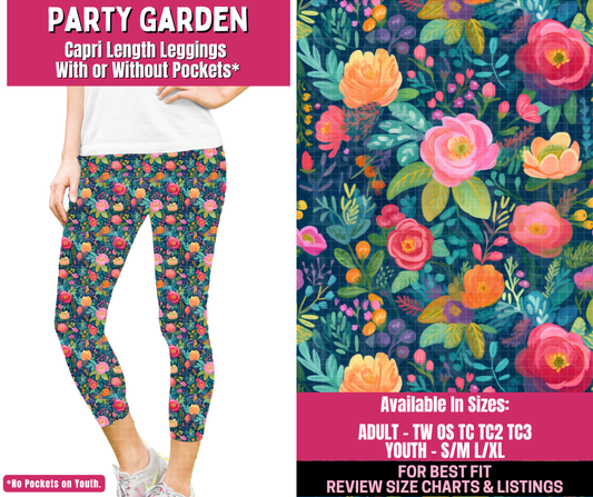 Preorder! Closes 12/31. ETA March. Party Garden Full Length Capri Length Leggings w/wo Pockets