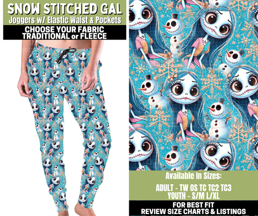 Preorder! Closes 11/6. ETA Jan. Snow Stitched Gal Joggers Choose Fleece or Traditional