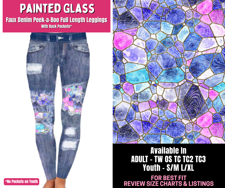 Preorder! Closes 1/1. ETA March. Painted Glass Full Length Faux Denim Peekaboo