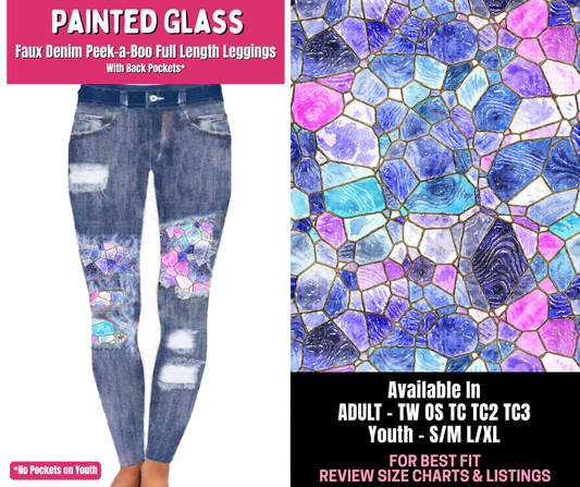 Preorder! Closes 1/1. ETA March. Painted Glass Full Length Faux Denim Peekaboo