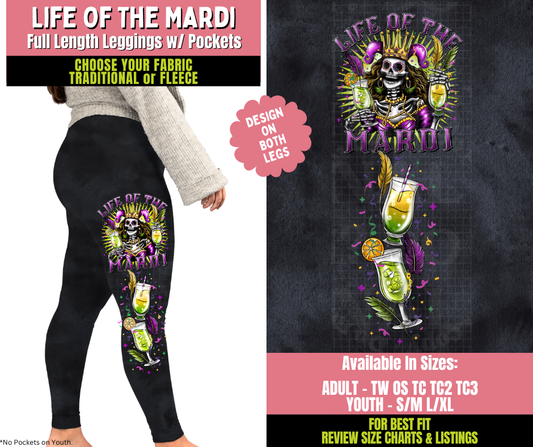 Preorder! Closes 11/20. ETA Jan. Life Of The Mardi Watercolor Leggings w/ Side Leg Designs Choose Fleece or Traditional