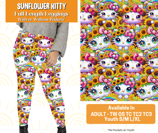 Preorder! Closes 5/16. ETA July. Sunflower Kitty Full Length Leggings w/wo Pockets