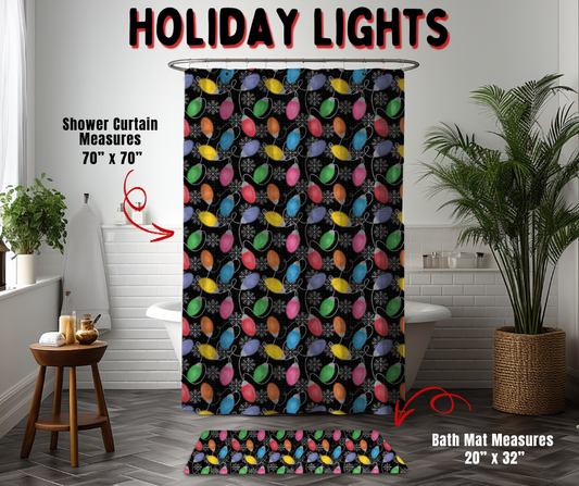 Preorder! Closes 9/2. ETA Dec. Holiday Lights Custom Shower Curtain and/or Bath Mat
