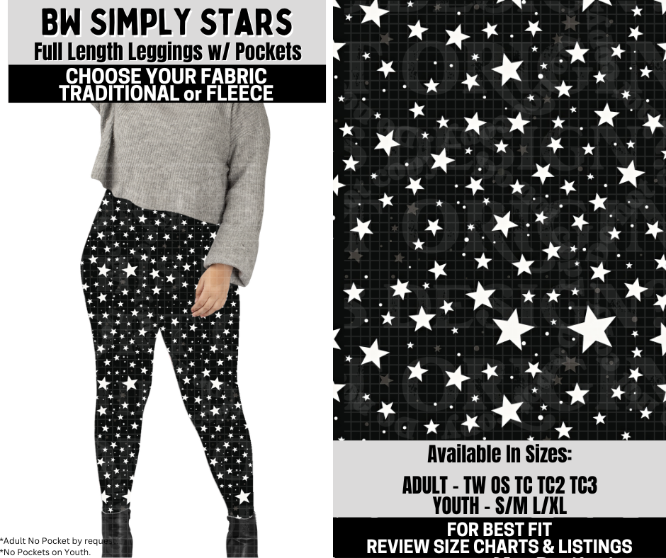 Preorder! Closes 10/6. ETA Dec. BW Simply Stars Leggings Choose Fleece or Traditional