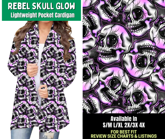 Preorder! Closes 2/18. ETA May. Rebel Skull Glow Pocket Cardigan - Alonna's Legging Land
