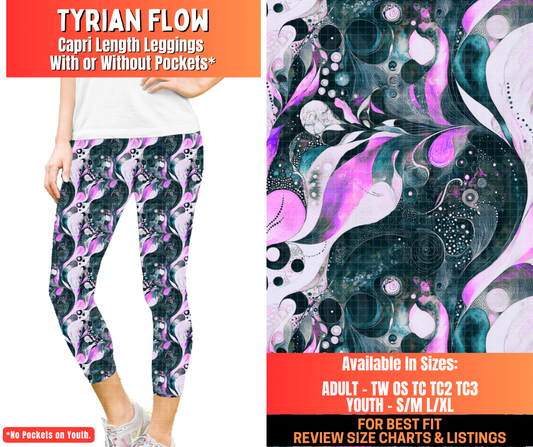 Preorder! Closes 12/29. ETA March. Tyrian Flow Capri Length Leggings w/wo Pockets