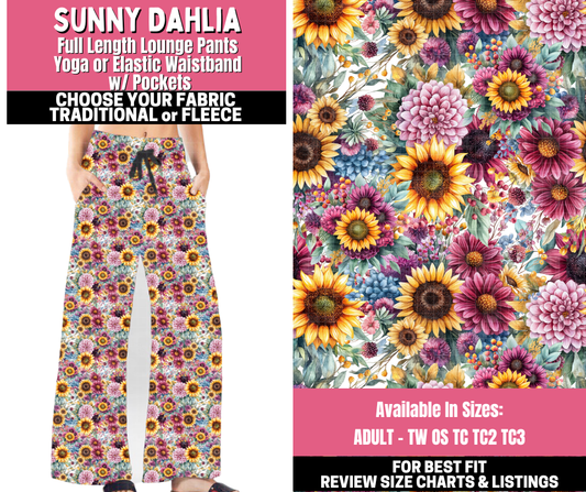 Preorder! Closes 11/19. ETA Jan. Sunny Dahlia Lounge Pants Choose Fleece or Traditional