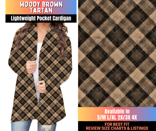 Preorder! Closes 10/16. ETA Jan. Woody Brown Tartan Pocket Cardigan