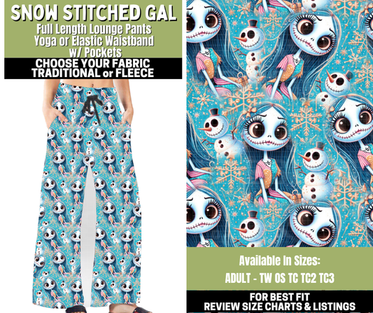Preorder! Closes 11/6. ETA Jan. Snow Stitched Gal Lounge Pants Choose Fleece or Traditional