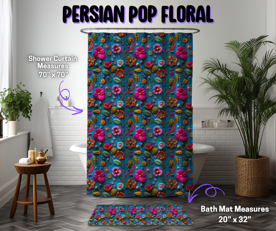 Preorder! Closes 12/8. ETA March. Persian Pop Floral Custom Shower Curtain and/or Bath Mat