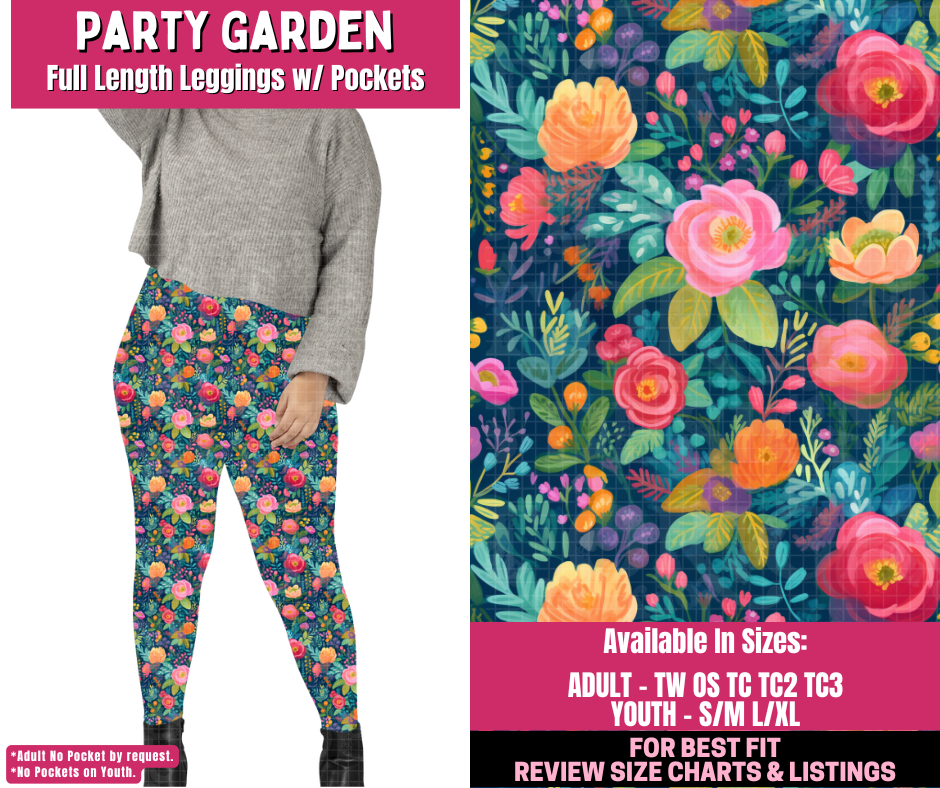 Preorder! Closes 12/31. ETA March. Party Garden Full Length Leggings w/wo Pockets