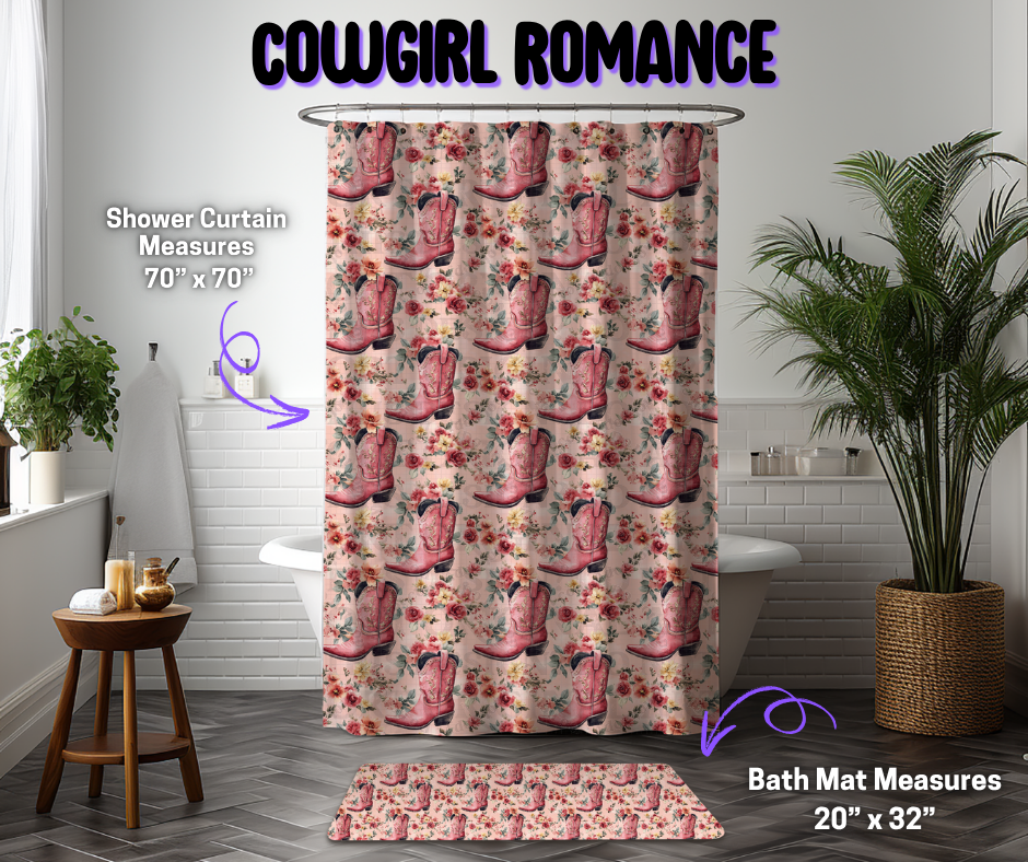 Preorder! Closes 12/8. ETA March. Cowgirl Romance Custom Shower Curtain and/or Bath Mat