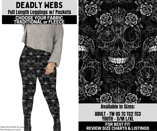 Preorder! Closes 10/6. ETA Dec. Deadly Webs Leggings Choose Fleece or Traditional