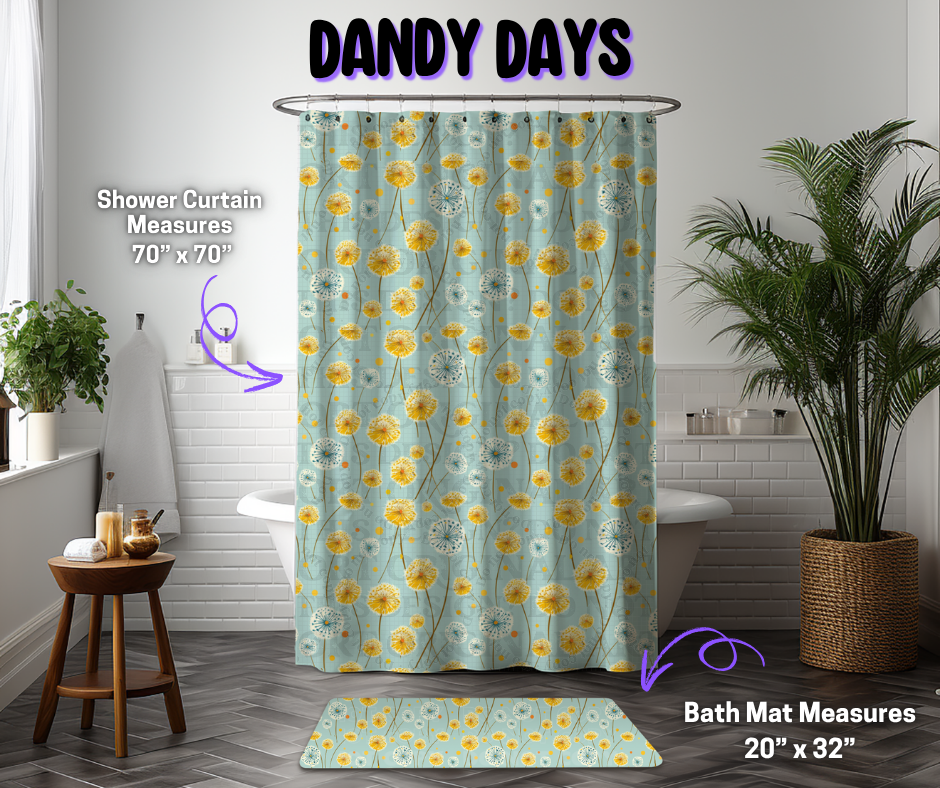 Preorder! Closes 12/8. ETA March. Dandy Days Custom Shower Curtain and/or Bath Mat