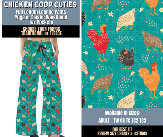 Preorder! Closes 9/24. ETA Dec. Chicken Coop Cuties Lounge Pants Choose Fleece or Traditional