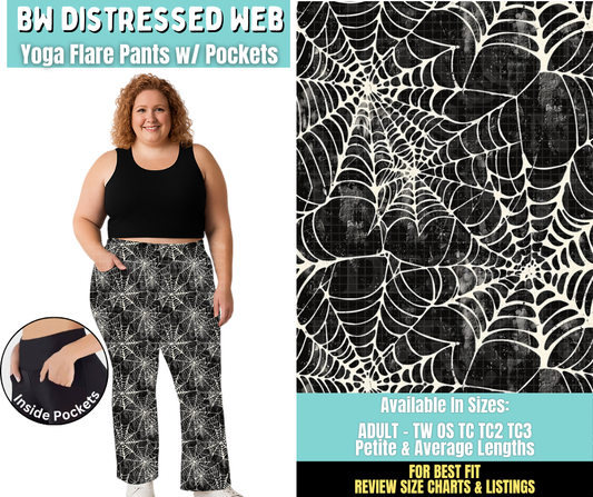 Preorder! Closes 6/25. ETA Sept. BW Distressed Web Yoga Flare Pants