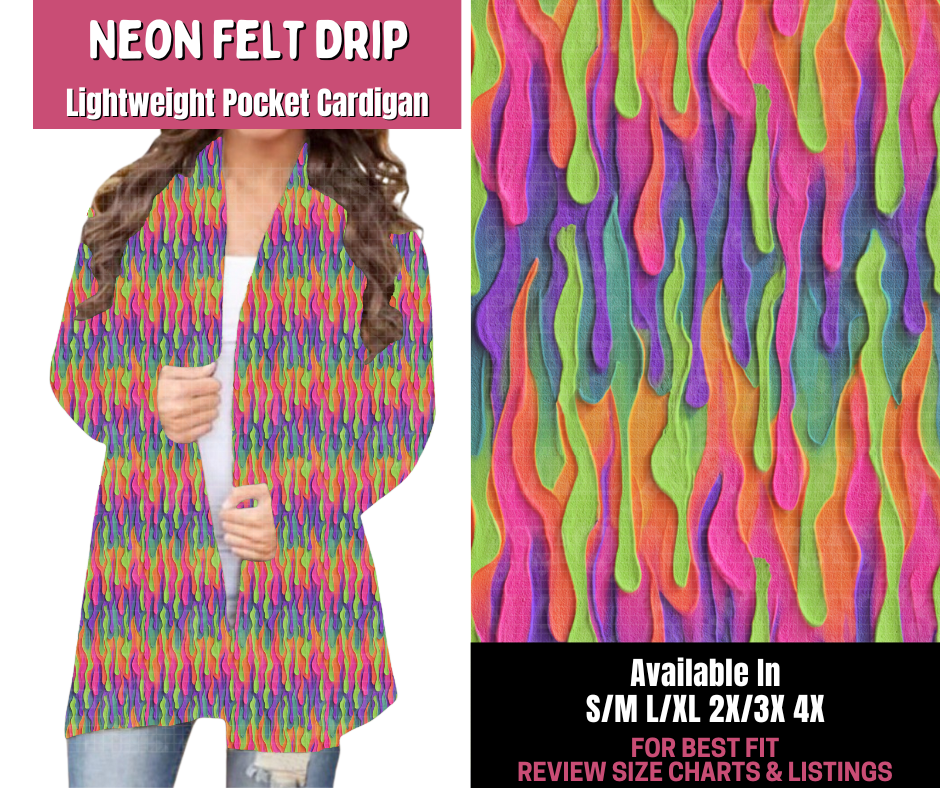 Preorder! Closes 11/10. ETA Jan. Neon Felt Drip Pocket Cardigan