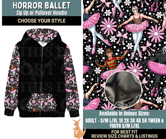 Preorder! Closes 10/2. ETA Dec. Horror Ballet Zip-Up or Pullover Hoodie