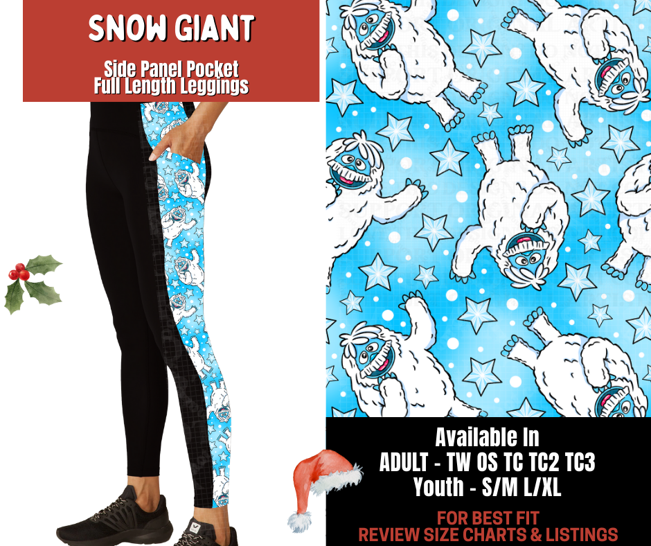 Preorder! Closes 9/24. ETA Dec. Snow Giant Side Panel Pocket Full Length Leggings