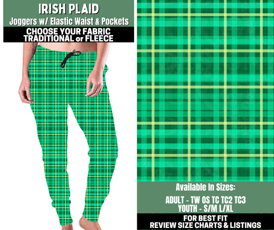 Preorder! Closes 12/4. ETA Feb. Irish Plaid Joggers Choose Fleece or Traditional
