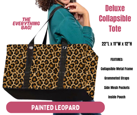 Preorder! Closes 10/8. ETA Jan. Painted Leopard Collapsible Tote