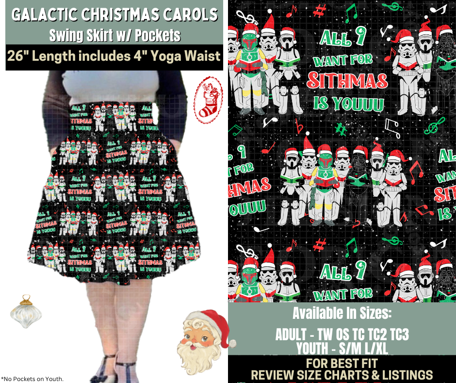 Preorder! Closes 9/15. ETA Dec. Galactic Christmas Carols Swing Skirt