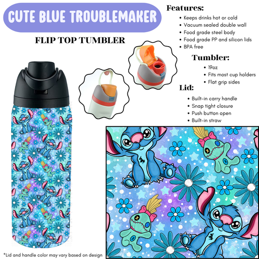 Preorder! Closes 12/11. ETA Feb. Cute Blue Troublemaker Flip Top Tumbler