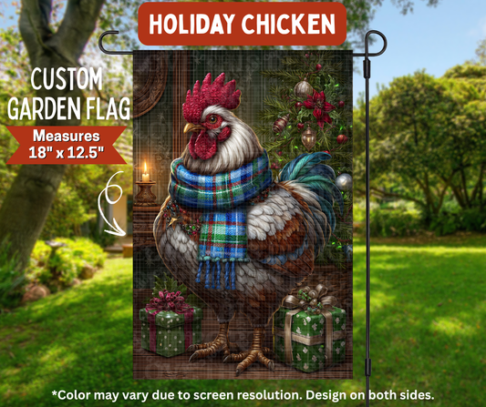 Preorder! Closes 8/10. ETA Nov. Holiday Chicken Garden Flag