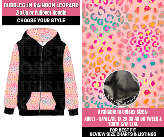 Preorder! Closes 11/19. ETA Jan. Bubblegum Rainbow Leopard Zip-Up or Pullover Hoodie