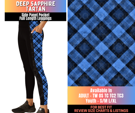 Preorder! Closes 10/16. ETA Jan. Deep Sapphire Tartan Side Panel Pocket Full Length Leggings