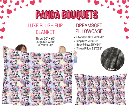 Preorder! Closes 11/17. ETA Jan. Panda Bouquets Luxe Plush Fur Blanket and/or DreamSoft Pillowcase