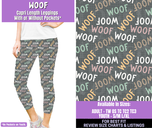 Preorder! Closes 1/5. ETA March. Woof Capri Length Leggings w/wo Pockets