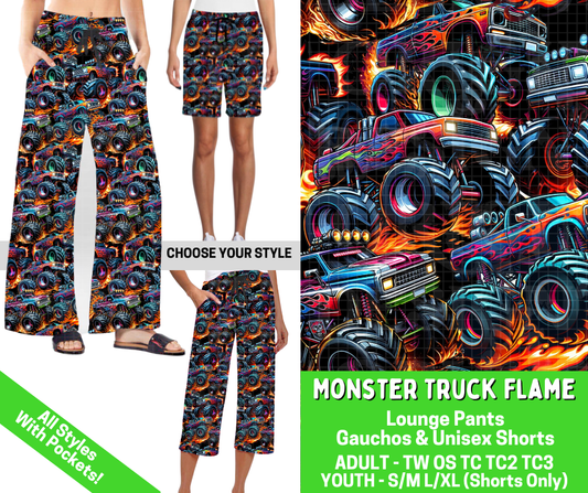 Preorder! Closes 2/25. ETA May. Monster Truck Flame Combo Lounge Lengths - Alonna's Legging Land