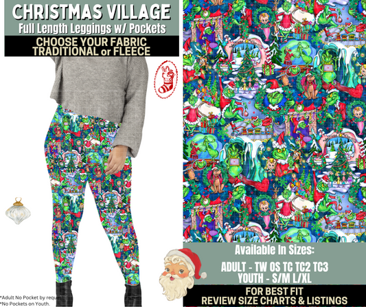 Preorder! Closes 9/15. ETA Dec. Christmas Village Leggings Choose Fleece or Traditional