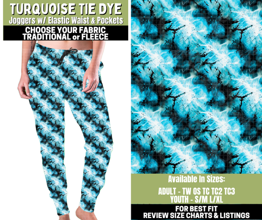 Preorder! Closes 11/6. ETA Jan. Turquoise Tie Dye Joggers Choose Fleece or Traditional