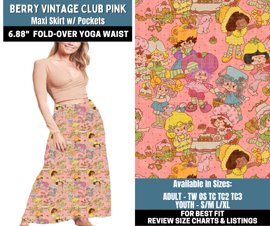 Preorder! Closes 10/13. ETA Jan. Berry Vintage Club Pink Maxi Skirt
