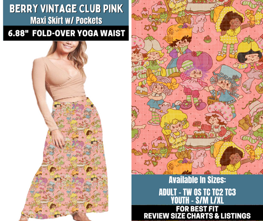 Preorder! Closes 10/13. ETA Jan. Berry Vintage Club Pink Maxi Skirt