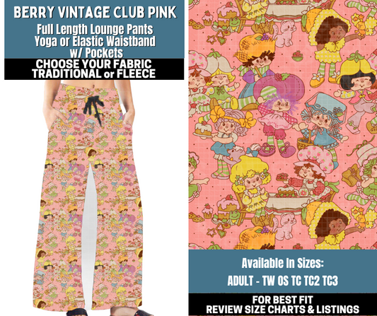 Preorder! Closes 10/13. ETA Jan. Berry Vintage Club Pink Lounge Pants Choose Fleece or Traditional
