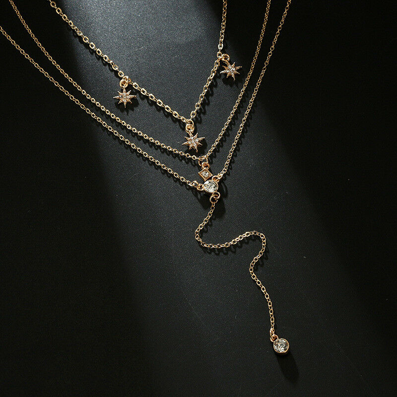 CRYSTAL STAR LAYERED NECKLACE - Alonna's Legging Land